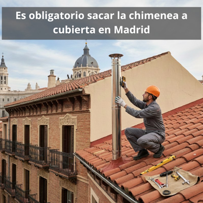 Es obligatorio sacar la chimenea a cubierta en Madrid. Normativa esencial para entender la obligación de evacuar humos.